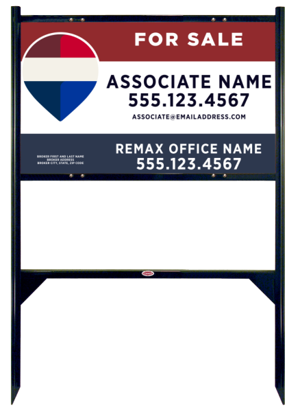 Angle Iron Frame and Associate Name w Broker Address Sign Panel Unit, 18h x 30w, Steel